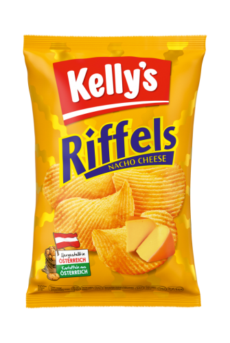 20 130grPg Kelly´s Riffels Kartoffelchips Nacho Cheese 