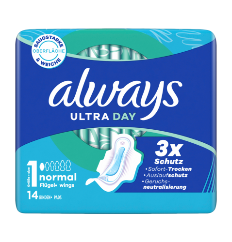 16 14St Pg Always Ultra Binde Normal mit Flügel 