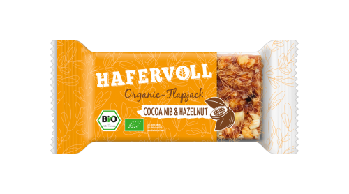 18 60grPg Hafervoll BIO Flapjack Cocoa Nib & Hazelnut 