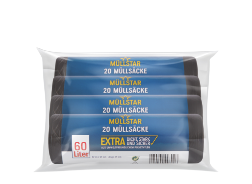 1 4St Pg Müllstar Müllsäcke schwarz 60l á 20St 