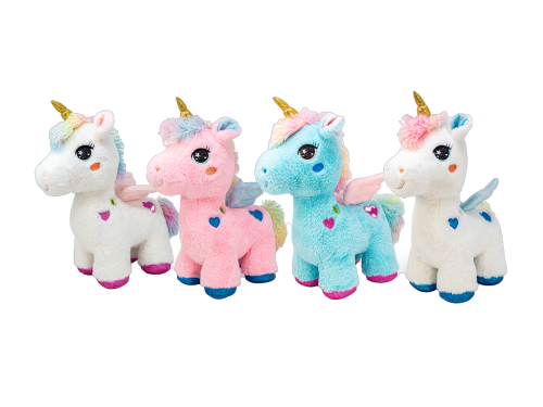1 1St Pg Plüsch Einhorn mit Flügel, stehend 20cm 