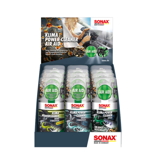 12 100ml Ds Sonax KlimaPowerCleaner AirAid Thekendisplay gemischt 