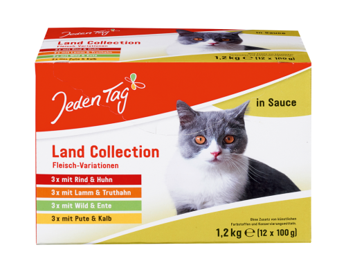 6 12Stk Pg Jeden Tag Katzenfutter Multipack Fleisch in Sauce 100g 