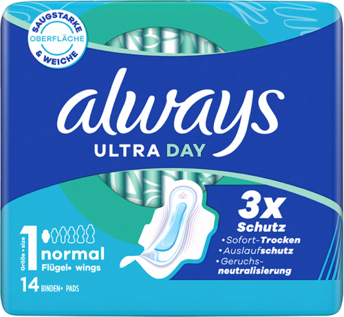 16 14St Pg Always Ultra Binde Normal mit Flügel 
