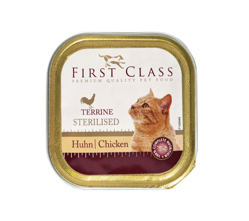 34 100gr Pg First Class Katzenfutter Terrine Huhn 