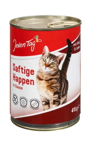 12 415grPg Jeden Tag Katzenfutter Saftige Happen Rind & Leber Cat 