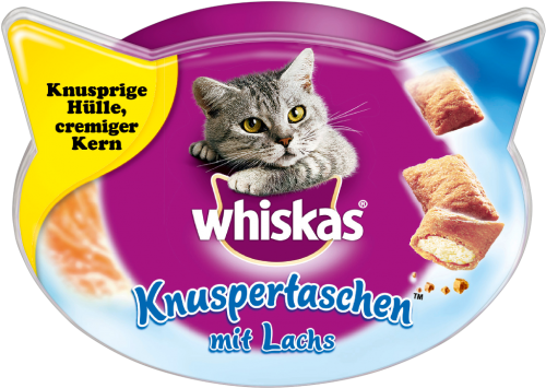 6 60g Pg Whiskas Snacks Knuspertaschen mit Lachs 60g 