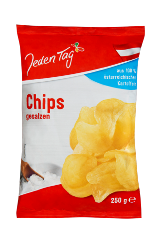 16 250g Bt Jeden Tag Kartoffelchips gesalzen 