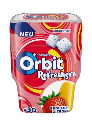 6 30StPg Orbit Refreshers Kaugummi Erdbeere Zitrone Bottles 