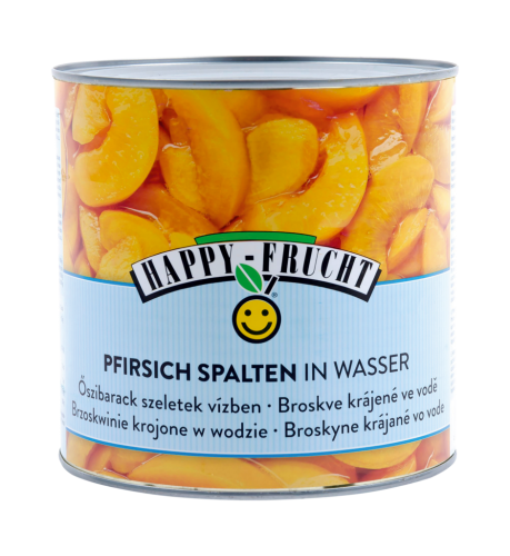 1 3/1 Ds Happy Frucht Pfirsich-Spalten in Wasser ca. 3kg 