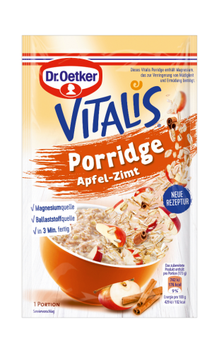 25 48gr Pg Dr. Oetker Vitalis Porridge Apfel-Zimt 