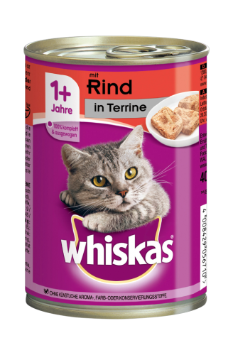 12 400g Ds Whiskas Katzenfutter Terrine mit Rind 