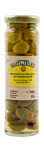 12 140gr Gl Happy Frucht Oliven frün m. Paprikap. 