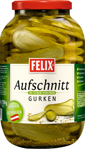 3 3.4 l Gl Felix Aufschnittgurken Glas 