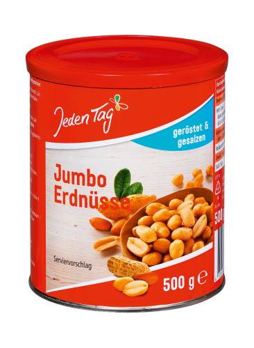 12 500g Ds Jeden Tag Jumbo Erdnüsse geröstet und gesalzen  