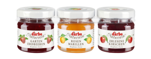 10 3erKt Darbo Naturrein Triple Mini-Konfitüre 120 gr 