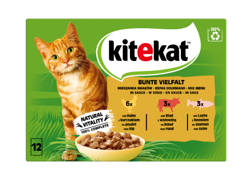 4 12 St Pg Kitekat Katzenfutter Bunte Vielfalt in Sauce 
