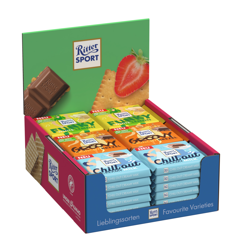 36 100g Ta Ritter Sport Bunte Vielfalt 3fach Theken Display 