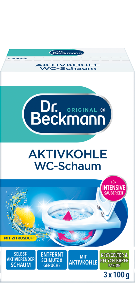 6 100g Pg Dr. Beckmann Ativkohle WC Schaum 3er  