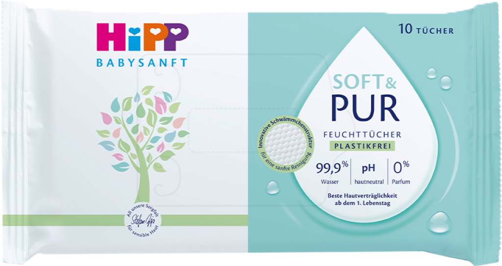 30 10St Pg Hipp Feuchttücher Babysanft Soft und Pure Mini 