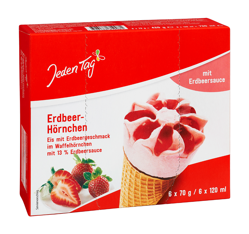 8 6erPg TKK Jeden Tag Waffelhörnchen Erdbeer 