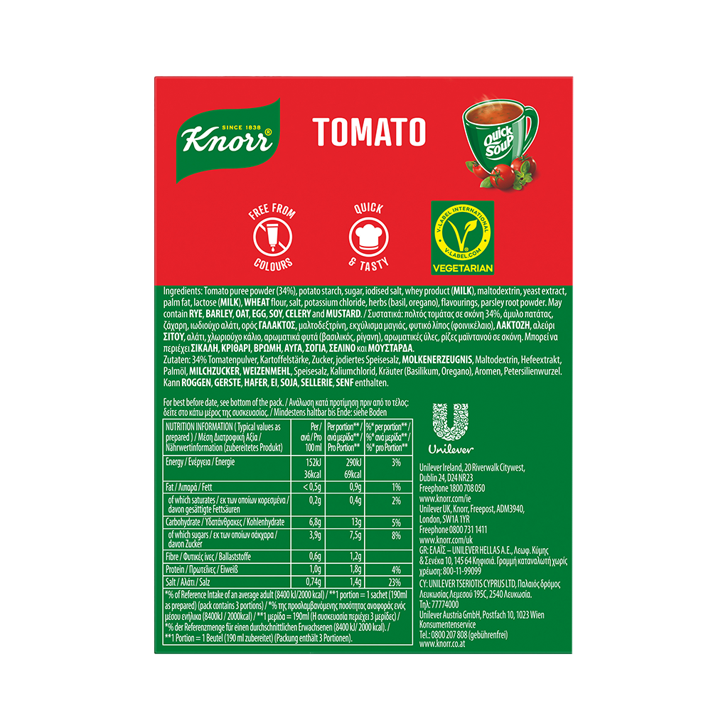 12 60g Pg Knorr Quick Instant Suppe Tomate 