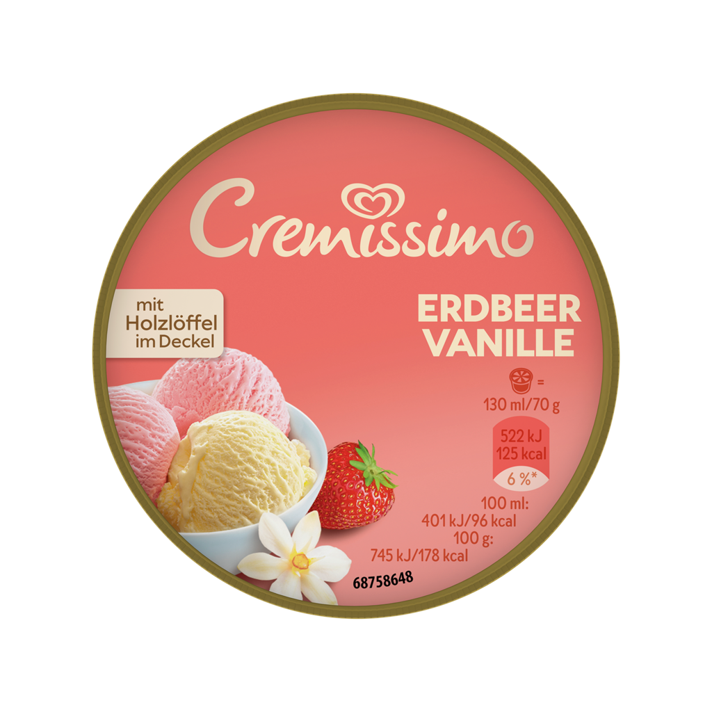 24 130ml Pg TKK Eskimo Eisbecher Cremissimo Erdbeer-Vanille 