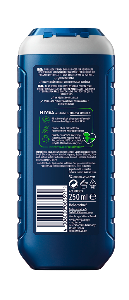 6 250ml Fl Nivea Men 3in1 Duschgel Energy fresh effect 