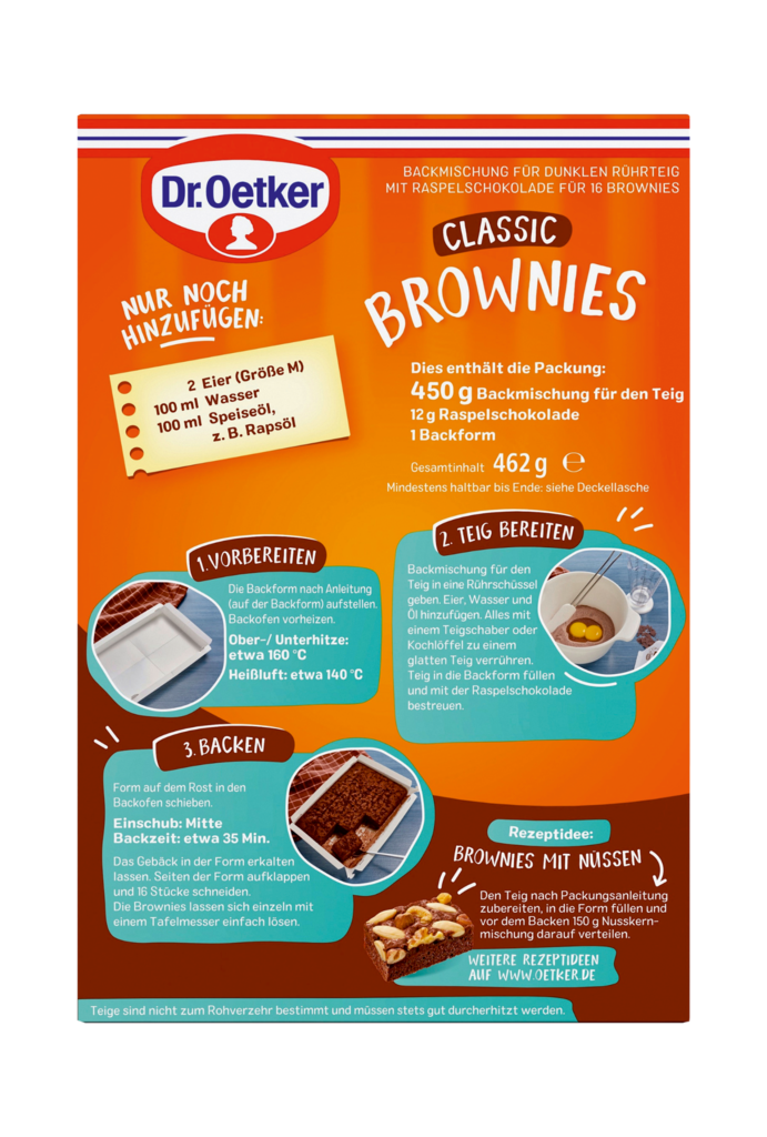 8 462grPg Dr. Oetker Classic Brownies Backmischung 