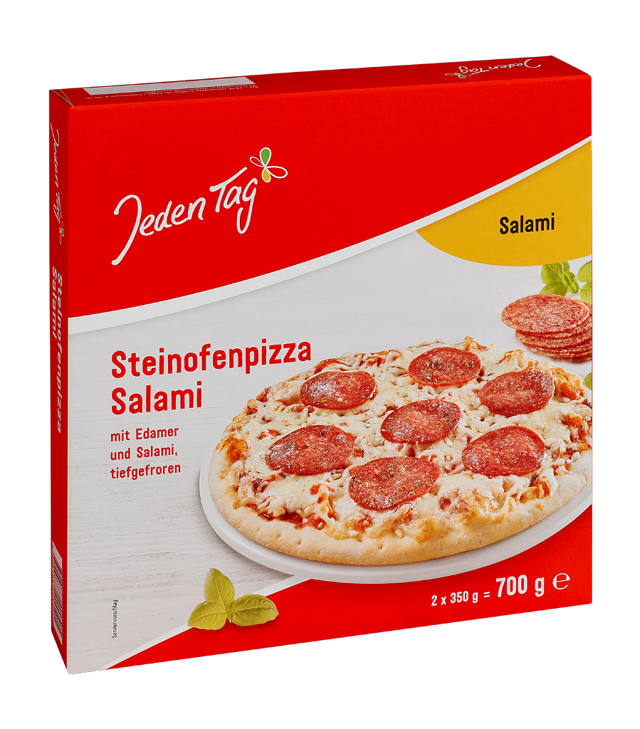 4 2erPg TKK Jeden Tag Steinofen Pizza Salami 