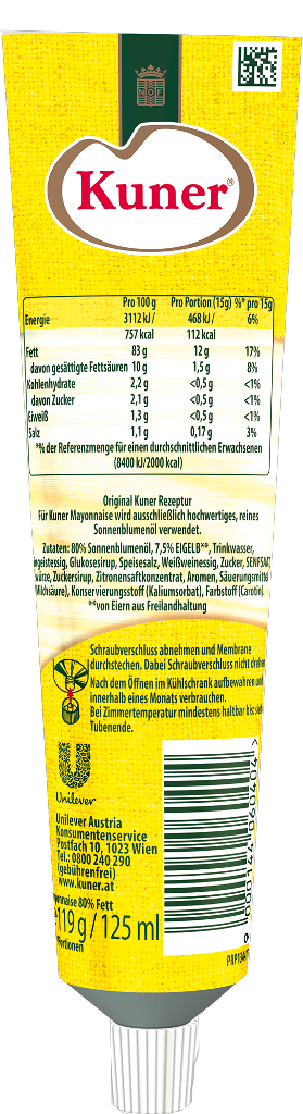 12 125ml Tb Kuner Mayonnaise 80% 