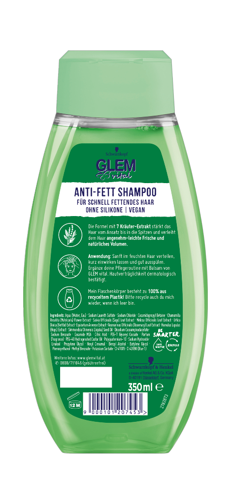 12 350mlFl Glem vital 7 Kräuter Anti-Fett Shamp 